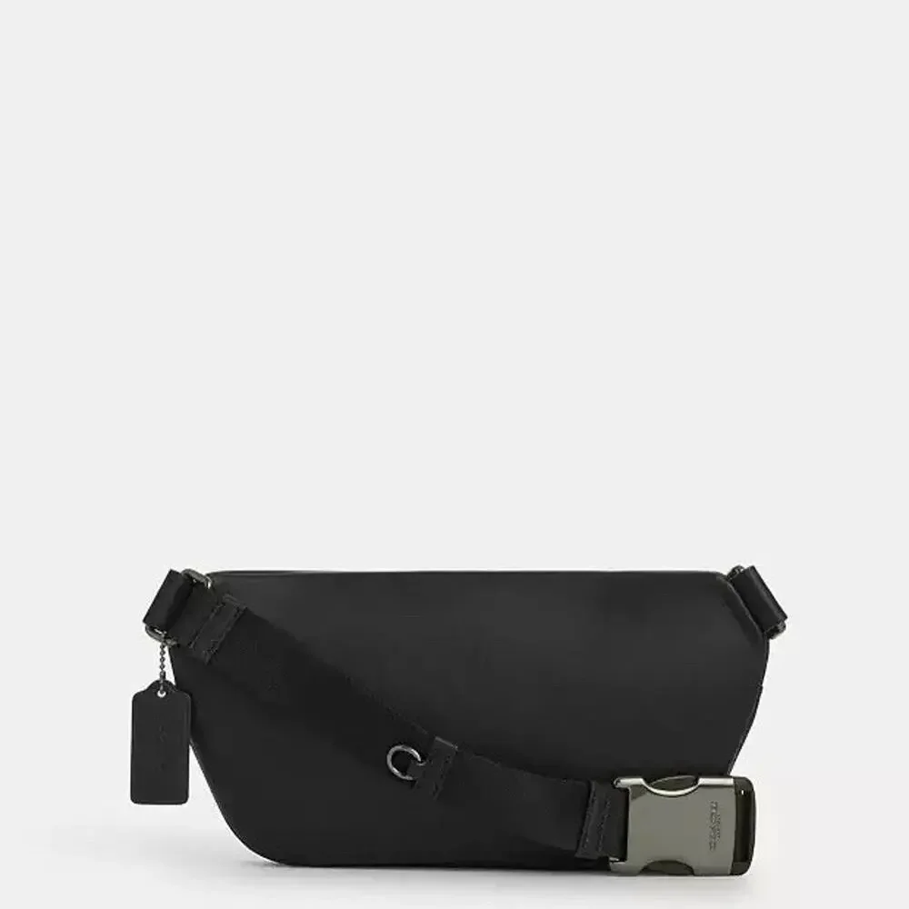 NWT Coach Elias Signature Canvas Belt Bag CZ400 Gunmetal/Chalk/Black